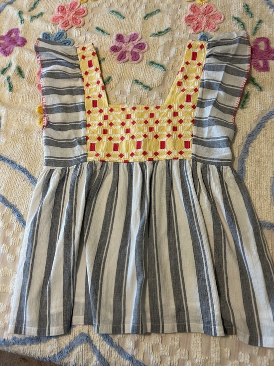 Free People Tops - Free People Yellow and Cream Textured Peplum Top